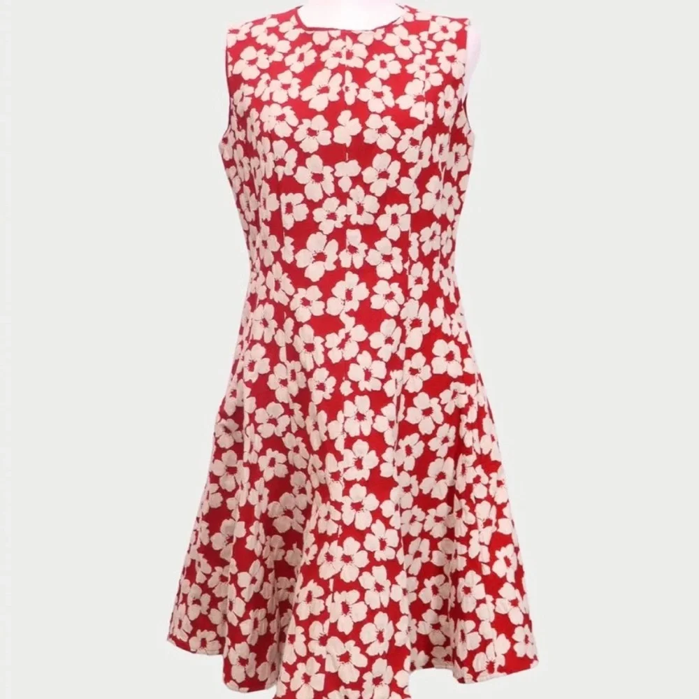 Floral Red and White Sleeveless Girls Party Dress - Picture 1 of 5